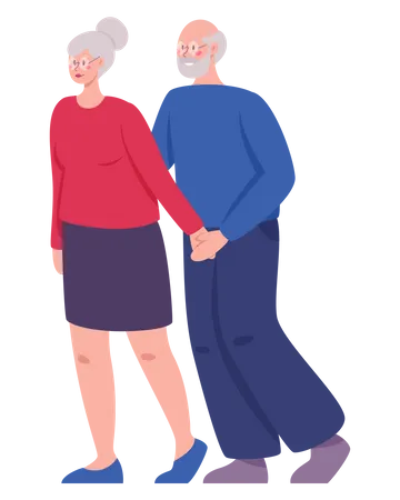 Retired old couple spend time together Illustration