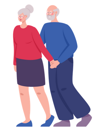 Retired old couple spend time together  Illustration