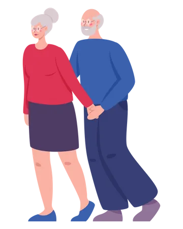 Retired old couple spend time together  Illustration