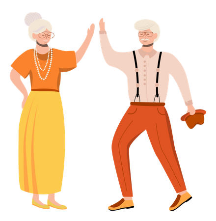 Retired people dancing Illustration