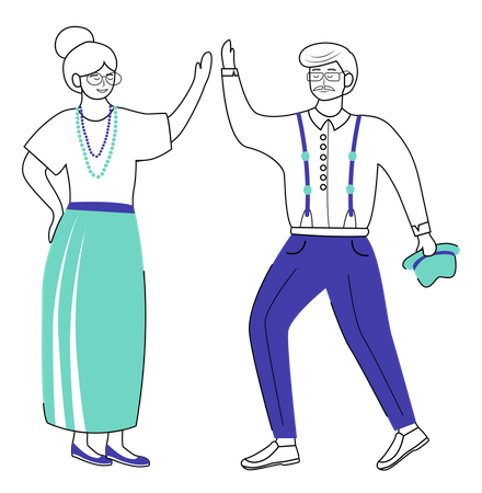 Retired people dancing Illustration