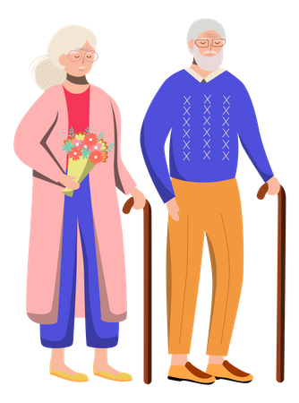Retired people doing greeting Illustration