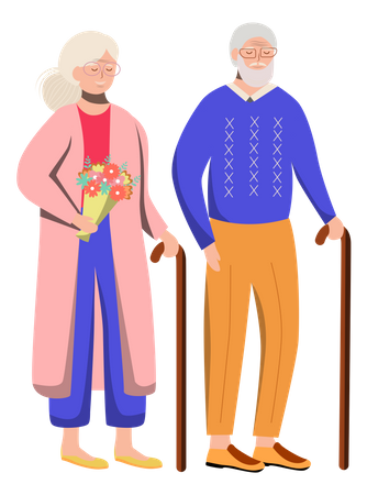 Retired people doing greeting  Illustration