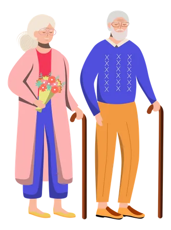 Retired people doing greeting  Illustration