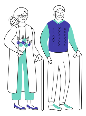 Retired people doing greeting  Illustration