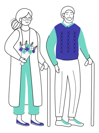 Retired people doing greeting  Illustration