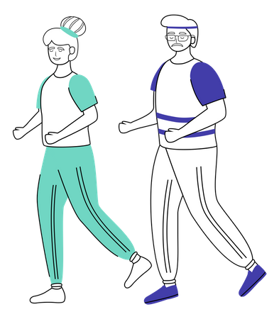 Retired people doing walking Illustration
