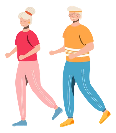 Retired people doing walking  Illustration