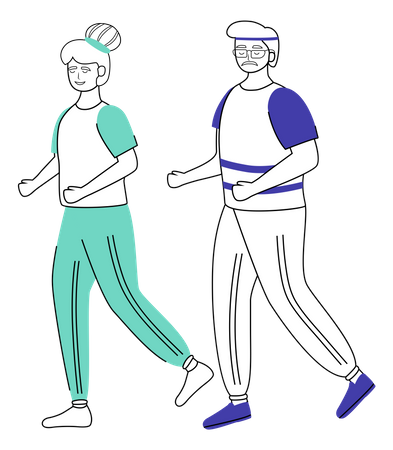 Retired people doing walking  Illustration