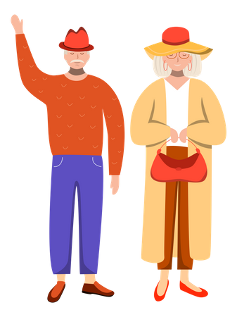 Retired people waving  Illustration