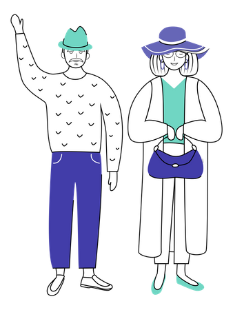 Retired people waving  Illustration