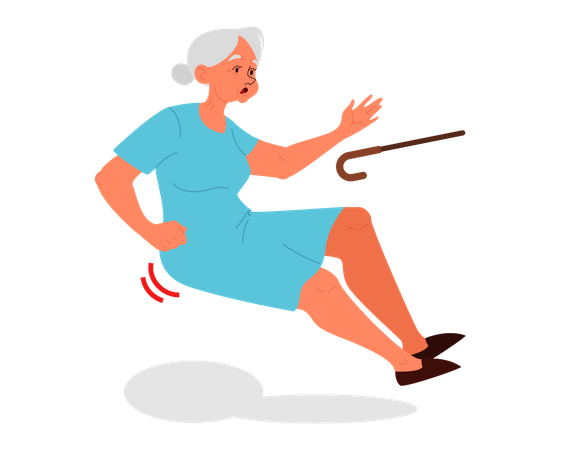 Retired women falling down  Illustration