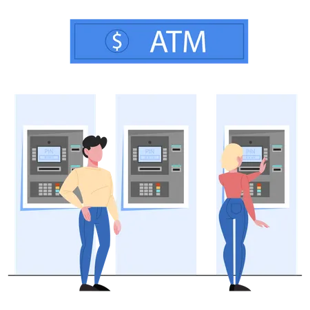 Retirer de l'argent au distributeur automatique  Illustration