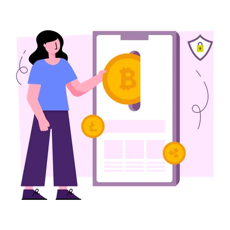 Retiro de bitcoins móvil  Ilustración
