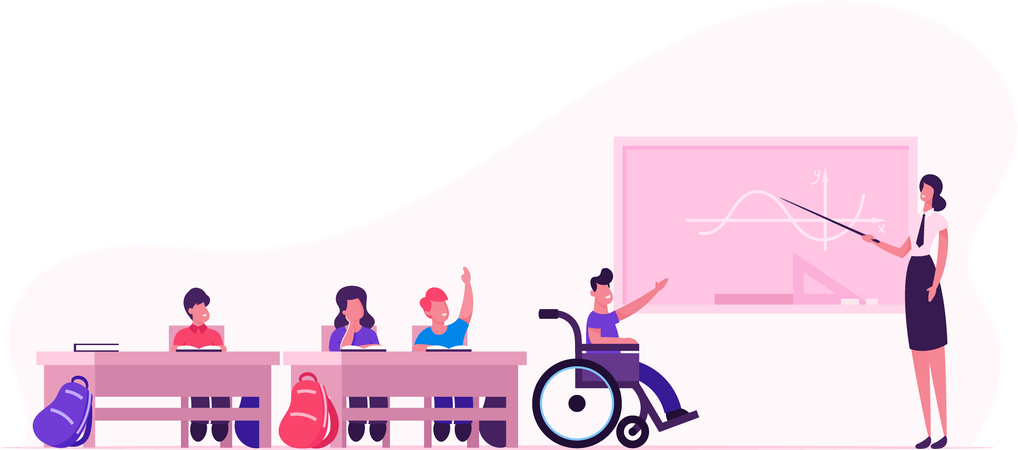 Retour à l'école avec les enfants et l'enseignant  Illustration