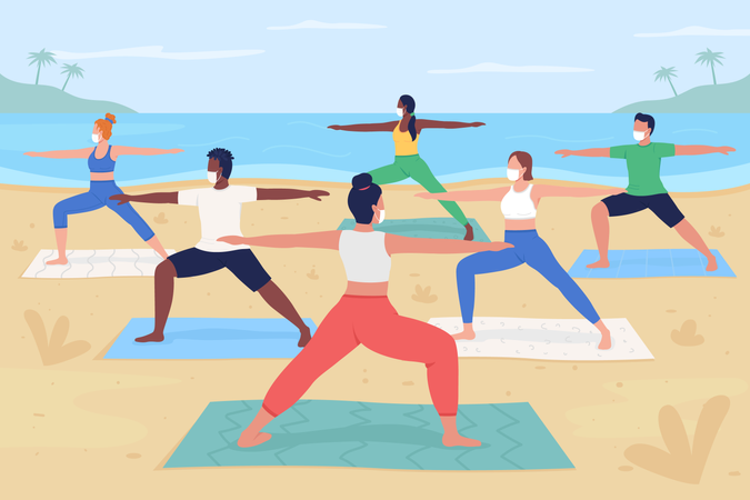 Retraite de yoga pendant la pandémie  Illustration