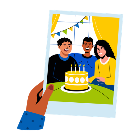 Retratando memórias de aniversário  Ilustração