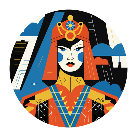 Personaje femenino de póquer, retrato, casino, baraja  Illustration