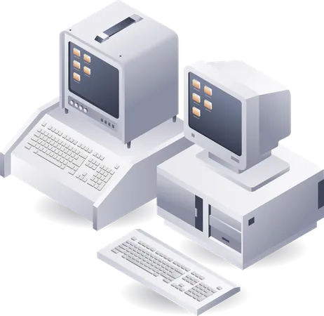 Retro classic computer technology  Illustration