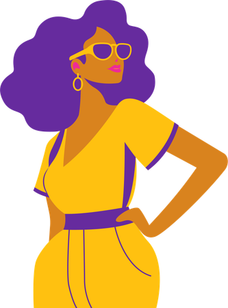 Retro girl giving pose for photograph  Illustration