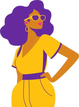 Retro girl giving pose for photograph  Illustration