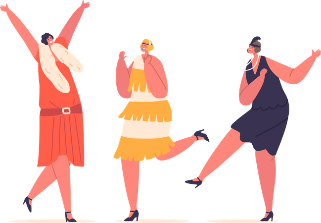 Retro Girls  Illustration