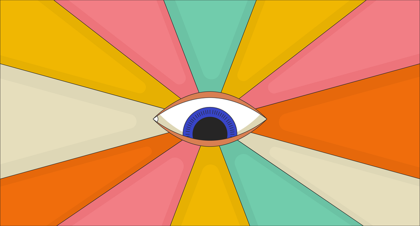 Retro groovy seeing eye  Illustration