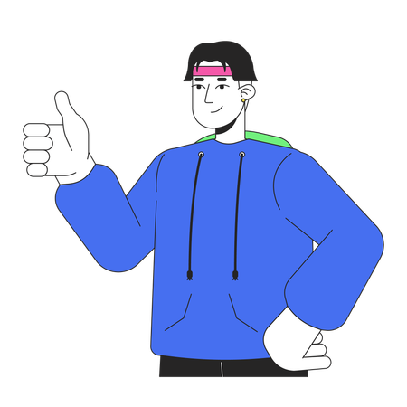 Retro inspired gen z man giving thump up  Illustration