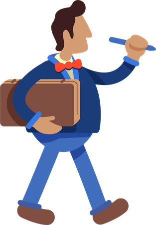 Retro man going to work  Illustration