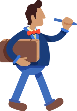 Retro man going to work  Illustration