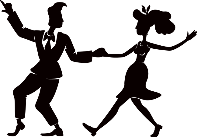 Mujer y hombre retro bailando  Ilustración