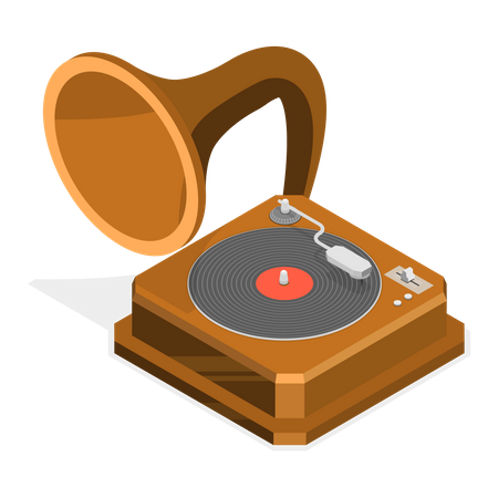 Retro Music Turntable  일러스트레이션