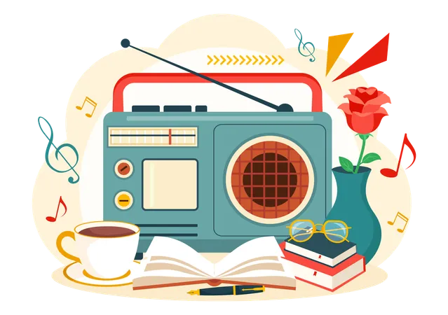 Rádio retrô  Ilustração