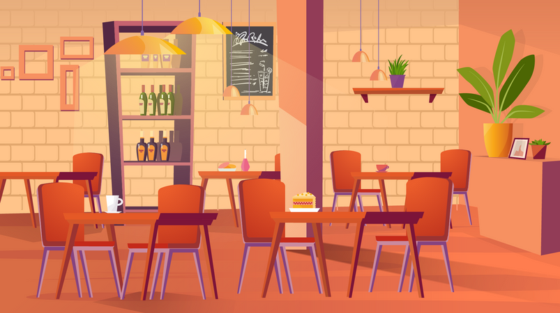 Retro Restaurant Inside  Illustration
