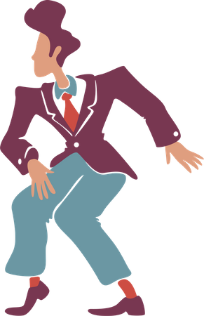 Typ im Retro-Stil im Vintage-Anzug tanzt  Illustration