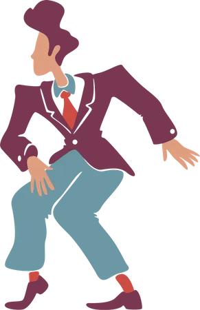 Typ im Retro-Stil im Vintage-Anzug tanzt  Illustration