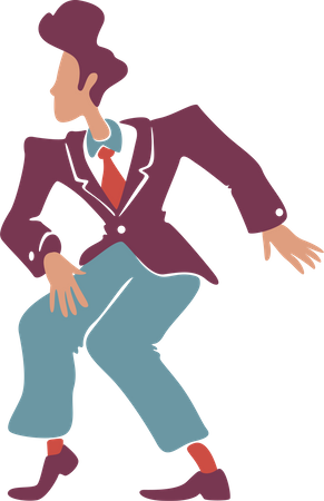 Retro style guy in vintage suit dancing  Illustration