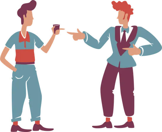 Retro style male friends talking  Illustration