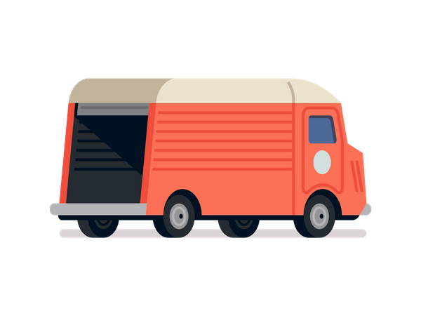 Retro styled delivery truck back Illustration