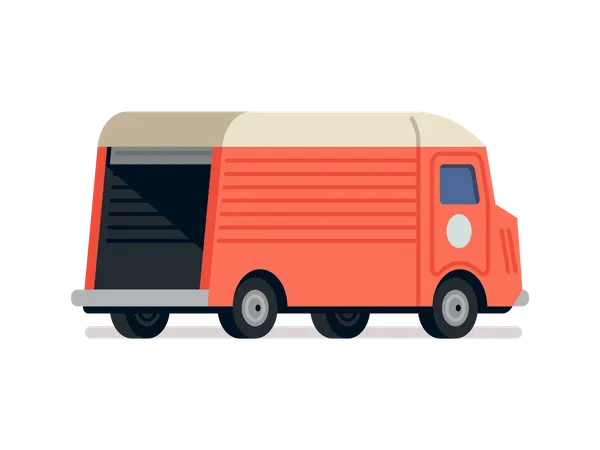 Retro Styled Delivery Truck Shipping Cargo Van Vector Illustration Element In Trendy Flat Style Front And Back View Ideal For Delivery Service Themed Design Illustration