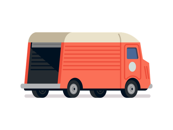 Retro styled delivery truck back  Illustration