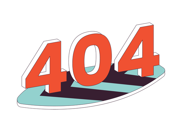 Retro surfboard error 404  Illustration