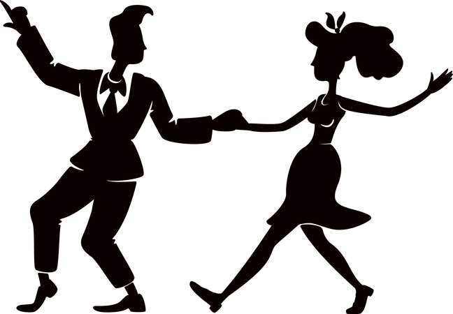 Retro woman and man dancing  Illustration