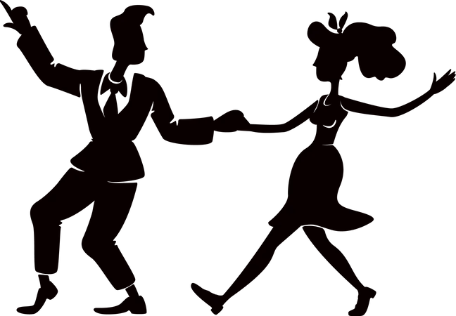 Retro woman and man dancing  Illustration