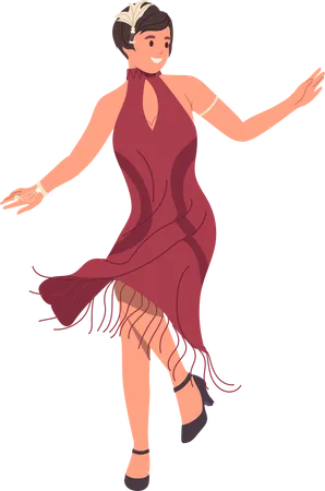 Retro woman is dancing  Illustration