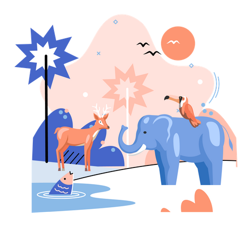 Rettung des Ökosystems der Wildtiere  Illustration