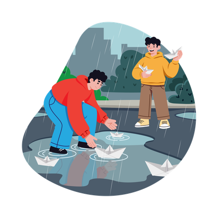 Rettung einer Ente aus dem Wasser  Illustration