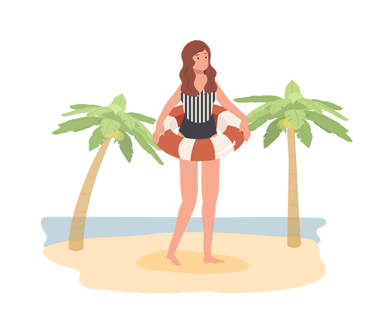 Rettungsring am Strand  Illustration