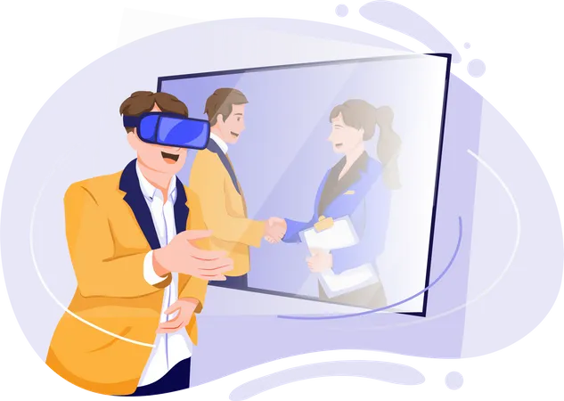 Reunião de negócios com tecnologia VR  Ilustração