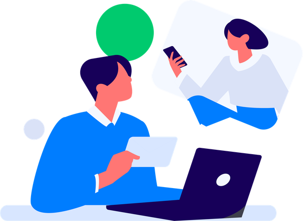 Reunião de negócios digitais  Ilustração